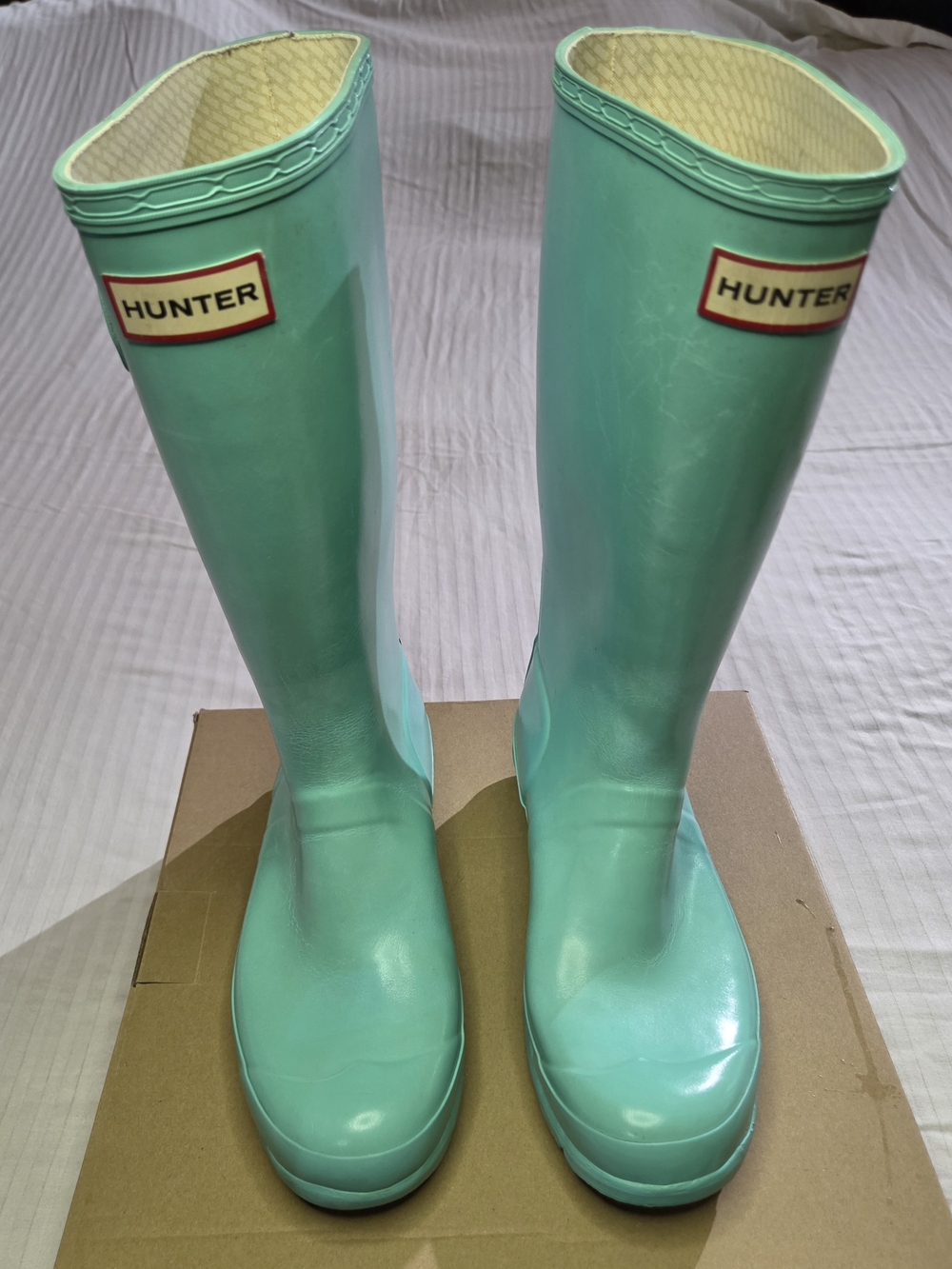 Hunter Rain boots COLOR mint LIGHT blue USA SIZE 7 Discontinued Color